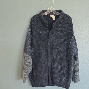GPA Core VTG Zip Up Alpaca Wool Blend Men's Navy and Gray Knit Cardigan